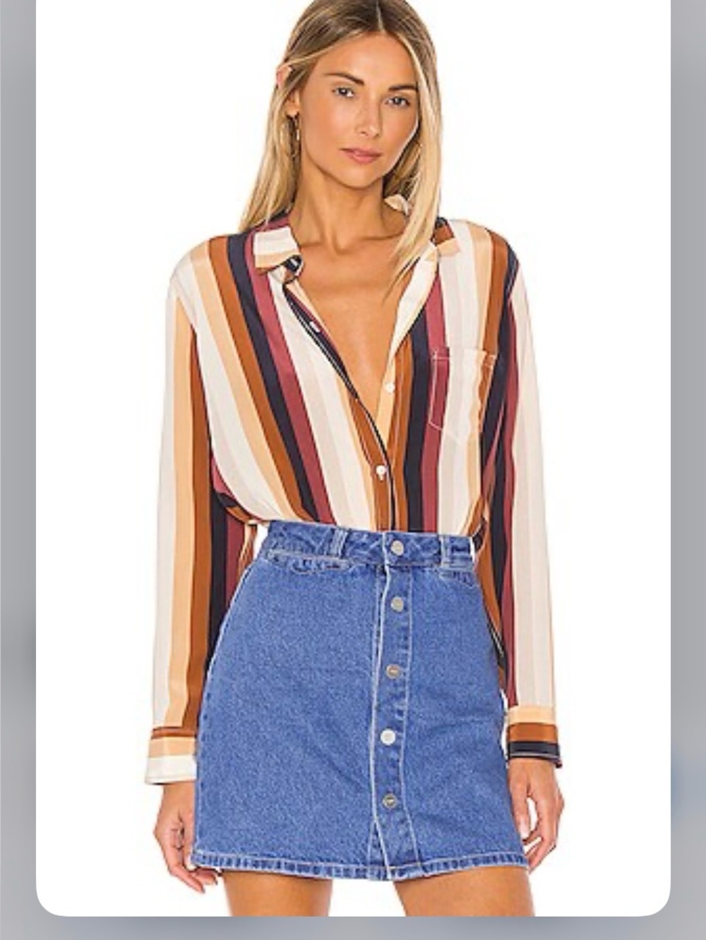 Rails Kate Valencia Stripe Silk Blouse Top M Medium Multicolored Long Sleeve
